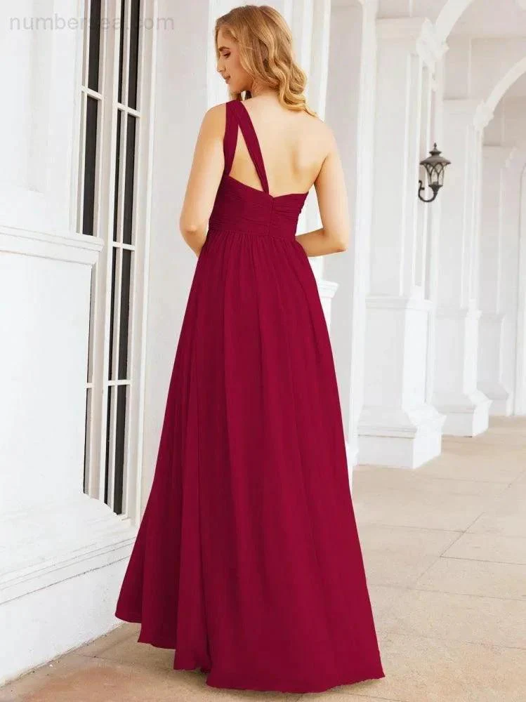 Numbersea One Shoulder Bridesmaid Dresses Long Maxi Formal Evening Party Prom Gowns 28061 - Image 122