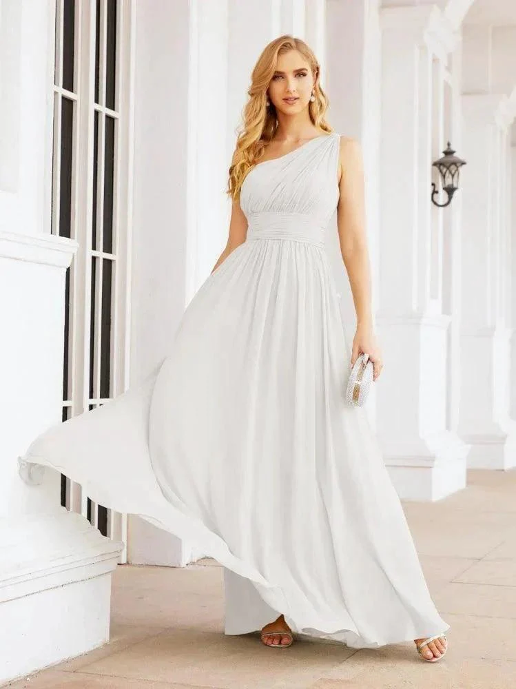 Numbersea One Shoulder Bridesmaid Dresses Long Maxi Formal Evening Party Prom Gowns 28061 - Image 124