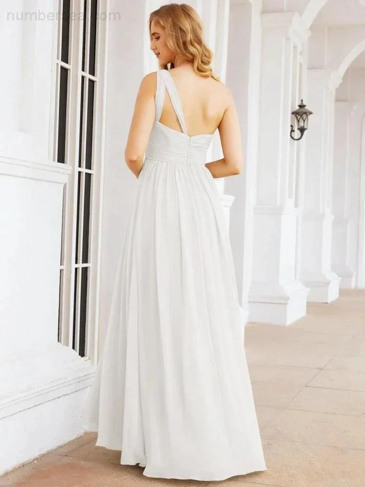 Numbersea One Shoulder Bridesmaid Dresses Long Maxi Formal Evening Party Prom Gowns 28061 - Image 125