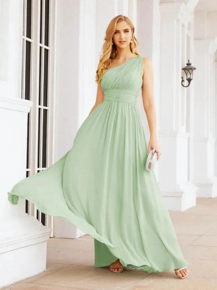 Numbersea One Shoulder Bridesmaid Dresses Long Maxi Formal Evening Party Prom Gowns 28061 - Image 13