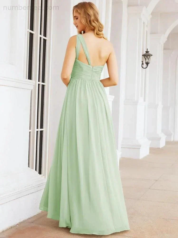 Numbersea One Shoulder Bridesmaid Dresses Long Maxi Formal Evening Party Prom Gowns 28061 - Image 14