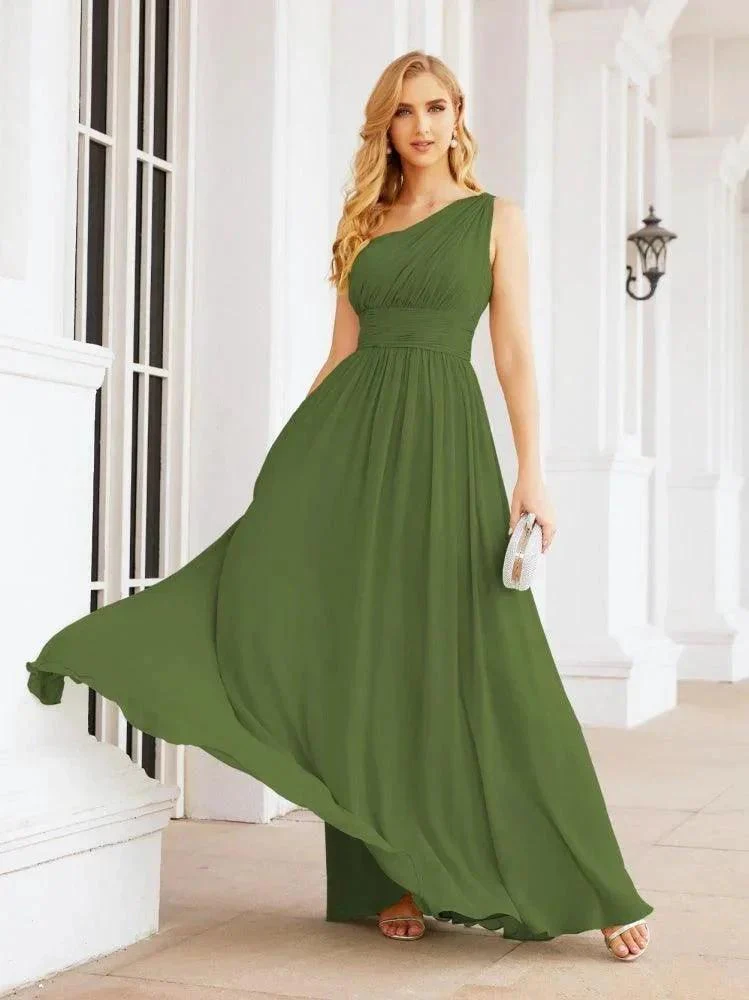 Numbersea One Shoulder Bridesmaid Dresses Long Maxi Formal Evening Party Prom Gowns 28061 - Image 19
