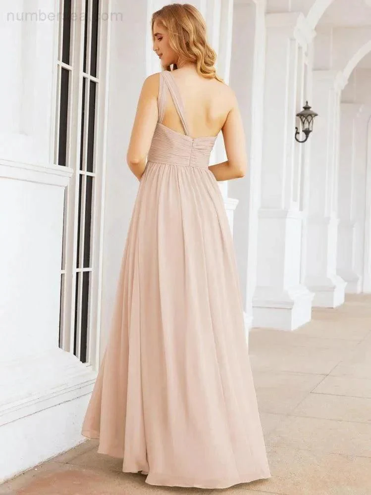 Numbersea One Shoulder Bridesmaid Dresses Long Maxi Formal Evening Party Prom Gowns 28061 - Image 23
