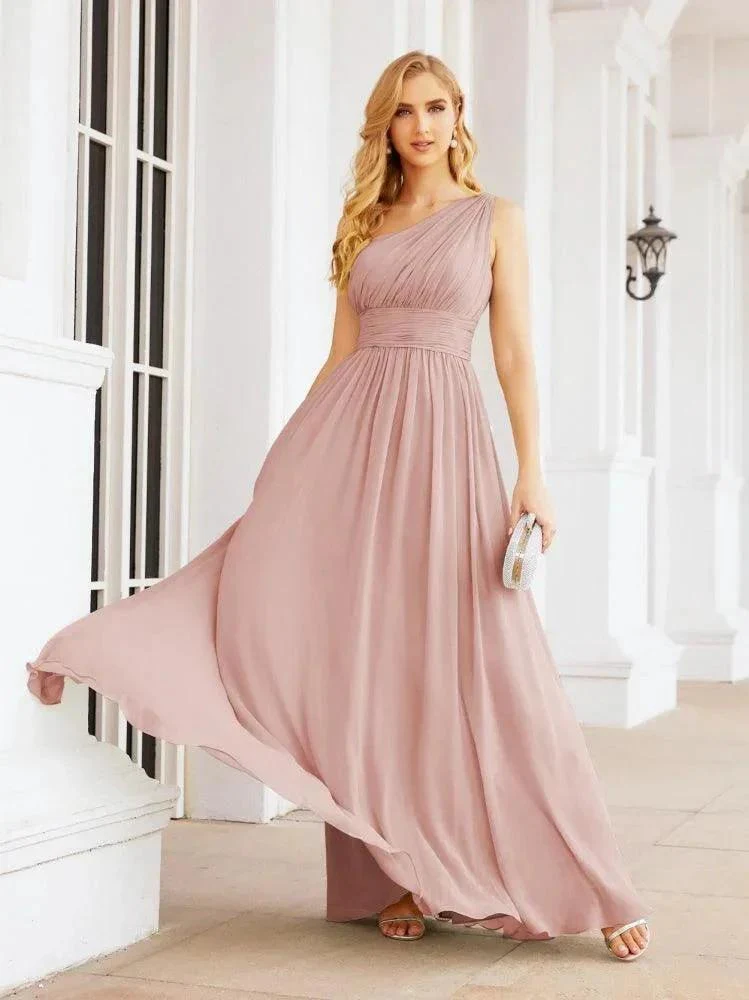 Numbersea One Shoulder Bridesmaid Dresses Long Maxi Formal Evening Party Prom Gowns 28061 - Image 25