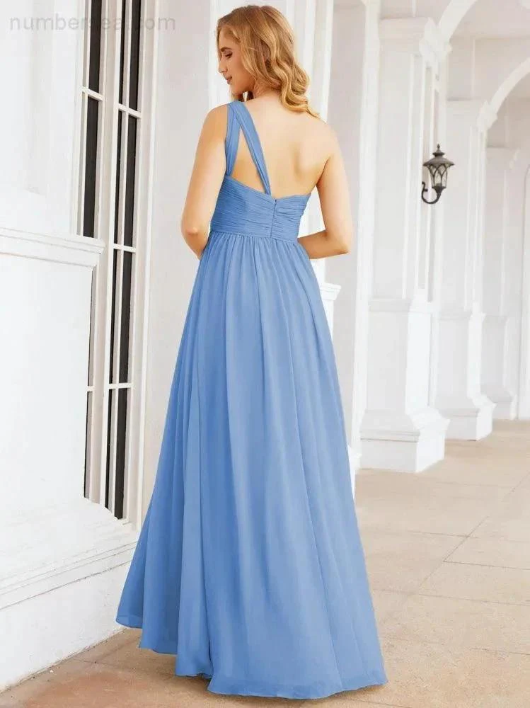 Numbersea One Shoulder Bridesmaid Dresses Long Maxi Formal Evening Party Prom Gowns 28061 - Image 29