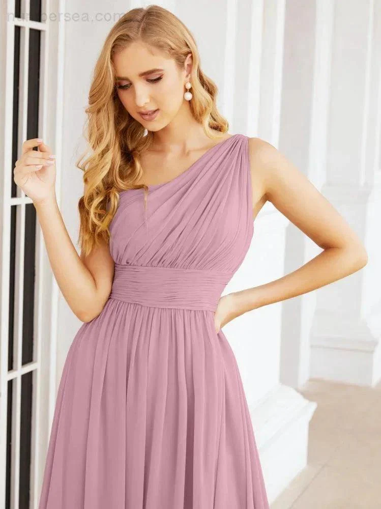 Numbersea One Shoulder Bridesmaid Dresses Long Maxi Formal Evening Party Prom Gowns 28061 - Image 3