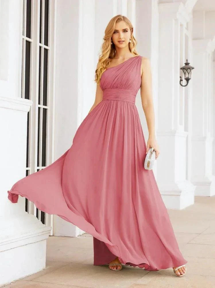 Numbersea One Shoulder Bridesmaid Dresses Long Maxi Formal Evening Party Prom Gowns 28061 - Image 31