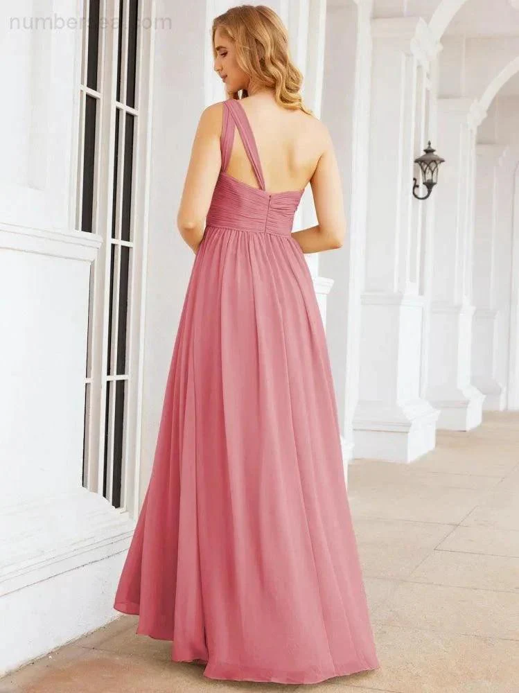 Numbersea One Shoulder Bridesmaid Dresses Long Maxi Formal Evening Party Prom Gowns 28061 - Image 32