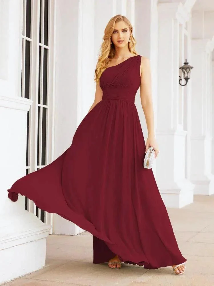 Numbersea One Shoulder Bridesmaid Dresses Long Maxi Formal Evening Party Prom Gowns 28061 - Image 34