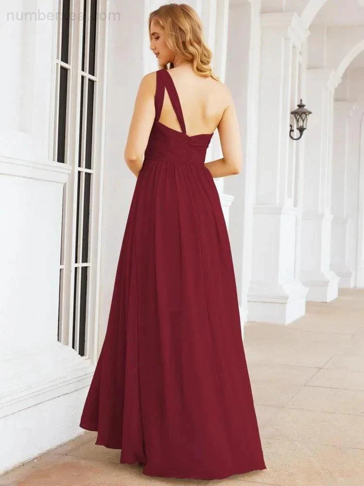 Numbersea One Shoulder Bridesmaid Dresses Long Maxi Formal Evening Party Prom Gowns 28061 - Image 35