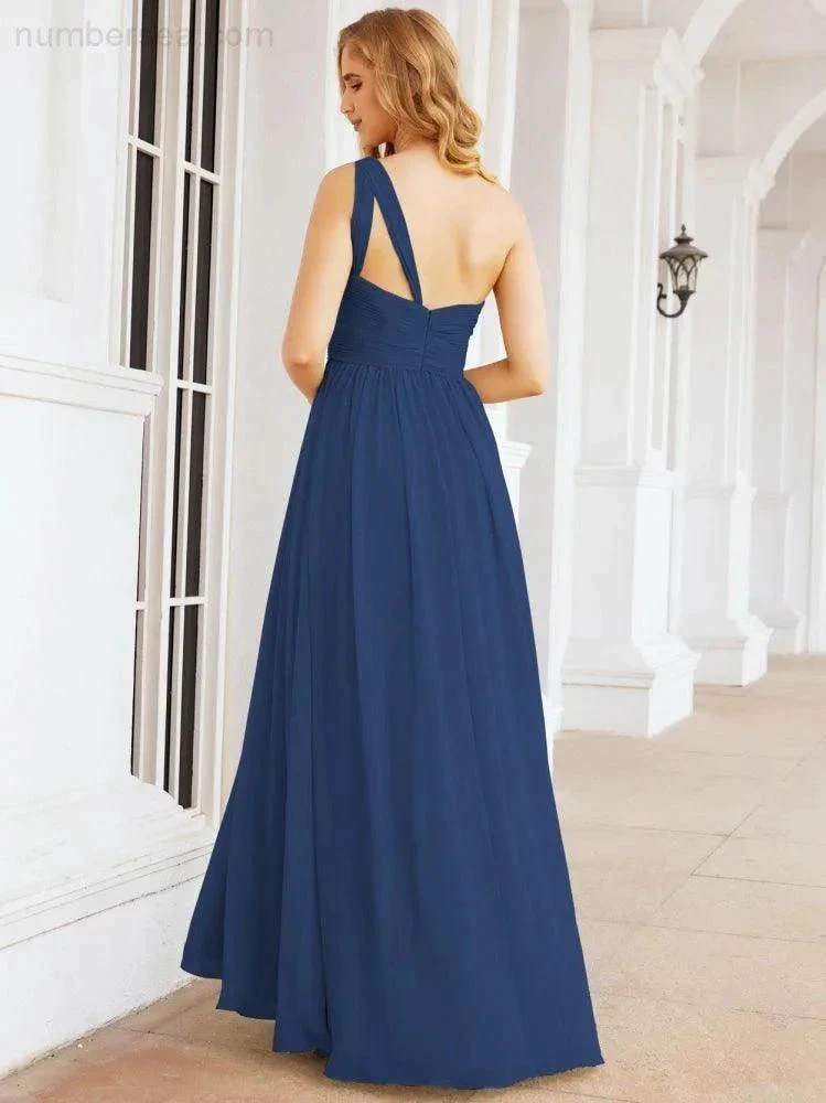 Numbersea One Shoulder Bridesmaid Dresses Long Maxi Formal Evening Party Prom Gowns 28061 - Image 38