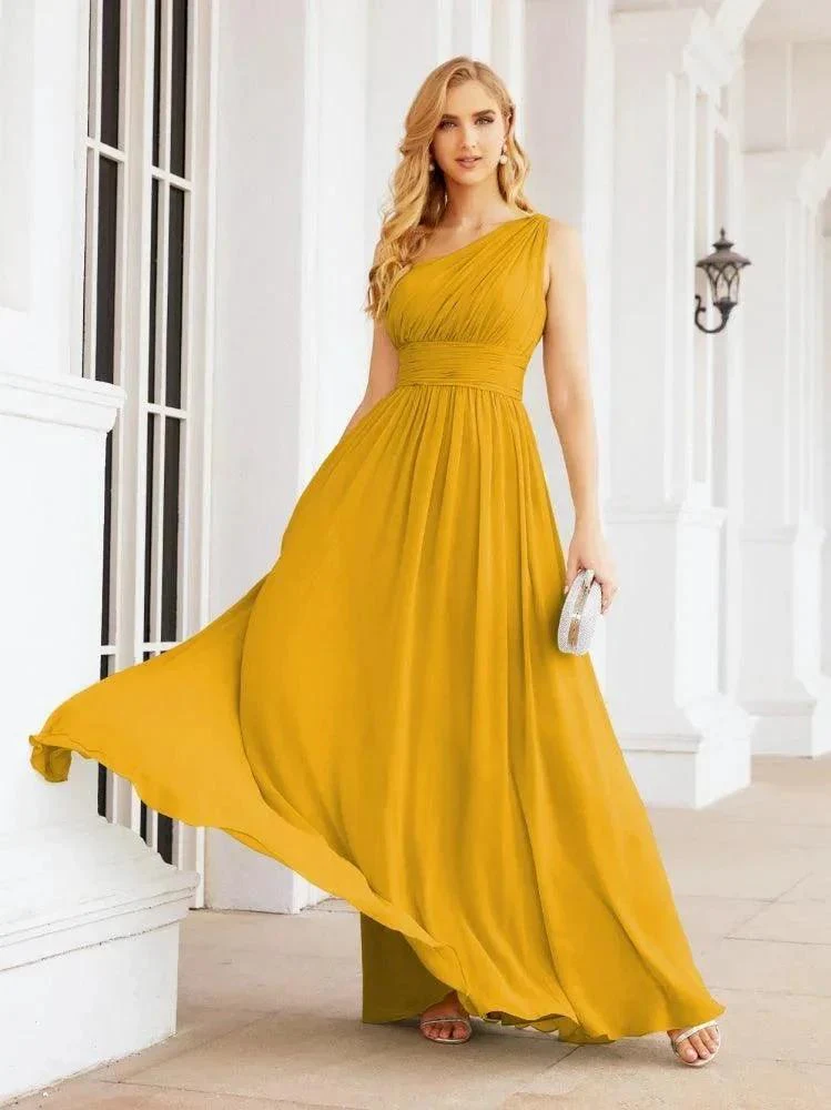 Numbersea One Shoulder Bridesmaid Dresses Long Maxi Formal Evening Party Prom Gowns 28061 - Image 4