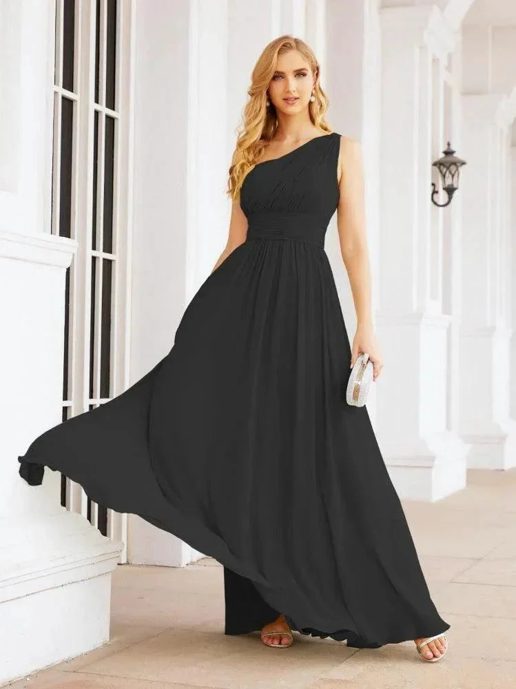 Numbersea One Shoulder Bridesmaid Dresses Long Maxi Formal Evening Party Prom Gowns 28061 - Image 43