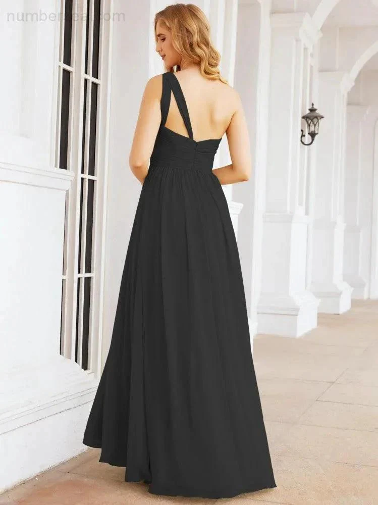 Numbersea One Shoulder Bridesmaid Dresses Long Maxi Formal Evening Party Prom Gowns 28061 - Image 44