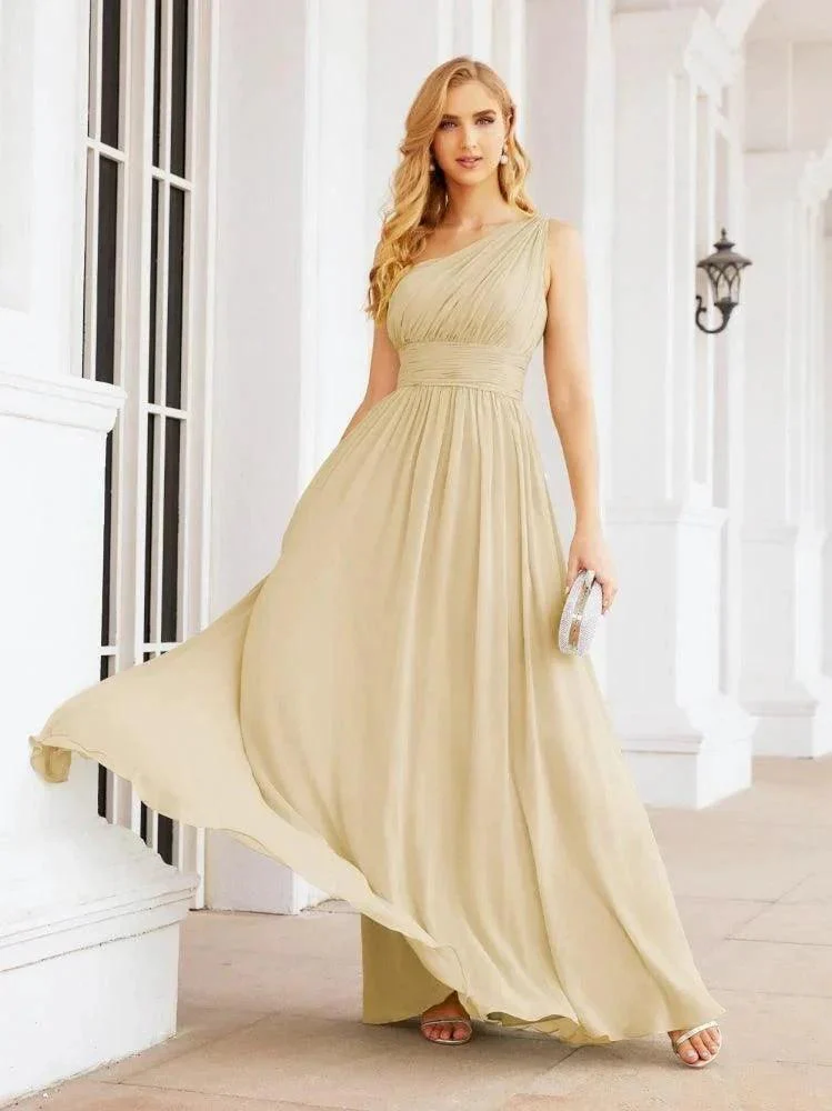 Numbersea One Shoulder Bridesmaid Dresses Long Maxi Formal Evening Party Prom Gowns 28061 - Image 46