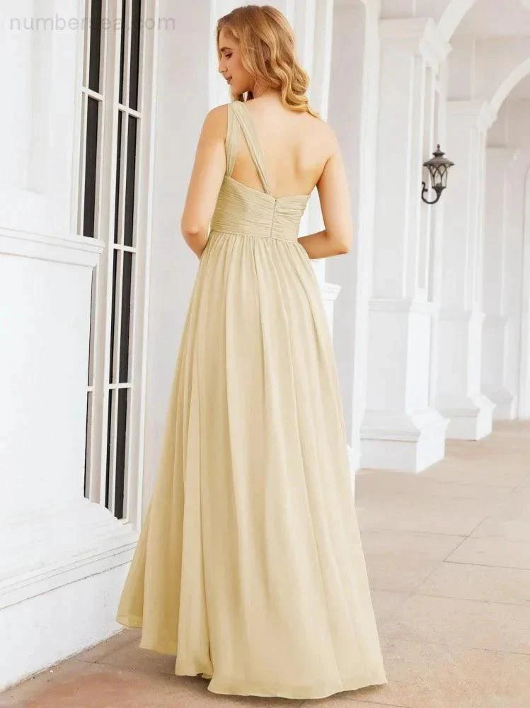 Numbersea One Shoulder Bridesmaid Dresses Long Maxi Formal Evening Party Prom Gowns 28061 - Image 47