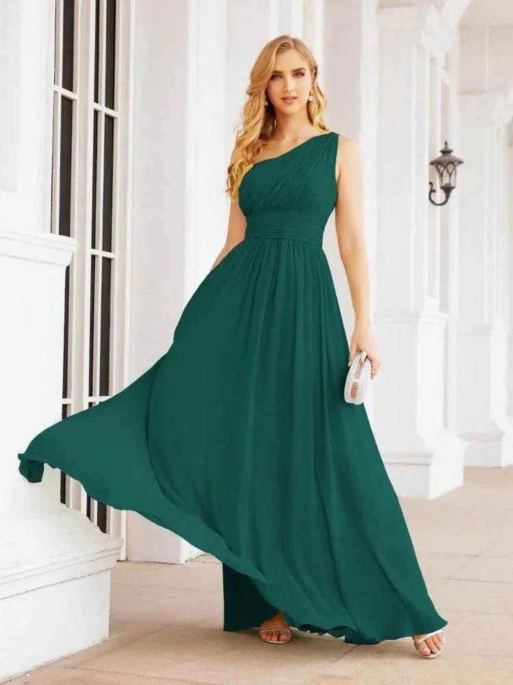 Numbersea One Shoulder Bridesmaid Dresses Long Maxi Formal Evening Party Prom Gowns 28061 - Image 49