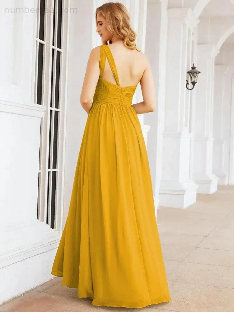 Numbersea One Shoulder Bridesmaid Dresses Long Maxi Formal Evening Party Prom Gowns 28061 - Image 5