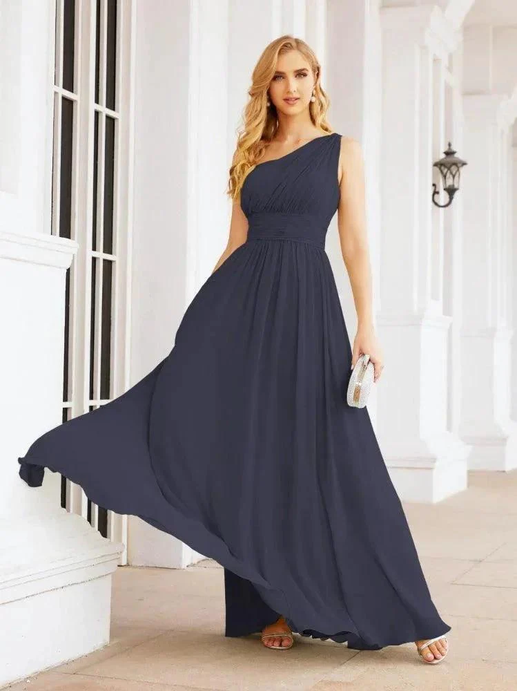 Numbersea One Shoulder Bridesmaid Dresses Long Maxi Formal Evening Party Prom Gowns 28061 - Image 52