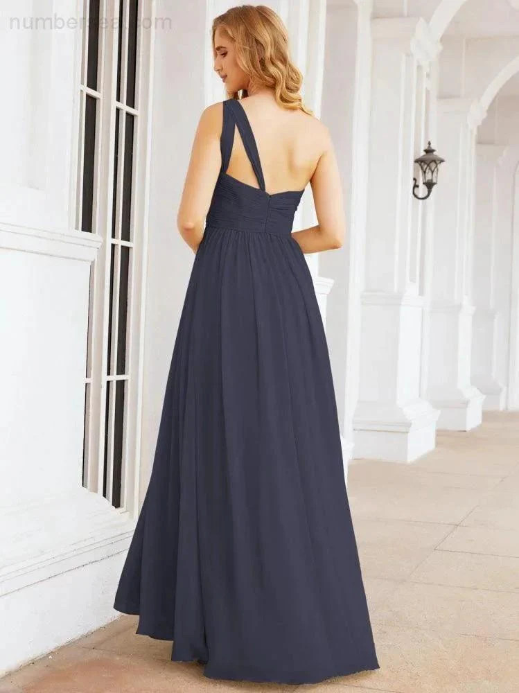 Numbersea One Shoulder Bridesmaid Dresses Long Maxi Formal Evening Party Prom Gowns 28061 - Image 53