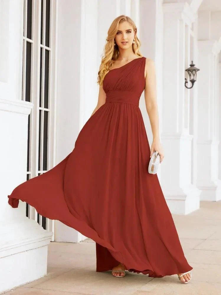Numbersea One Shoulder Bridesmaid Dresses Long Maxi Formal Evening Party Prom Gowns 28061 - Image 55