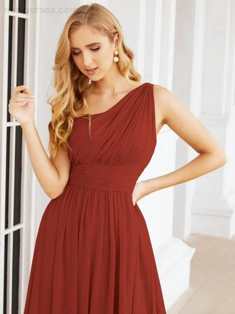 Numbersea One Shoulder Bridesmaid Dresses Long Maxi Formal Evening Party Prom Gowns 28061 - Image 57
