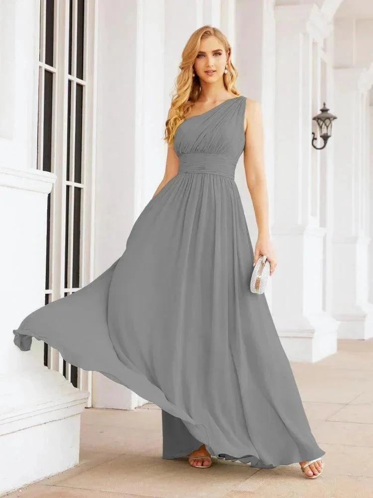 Numbersea One Shoulder Bridesmaid Dresses Long Maxi Formal Evening Party Prom Gowns 28061 - Image 58