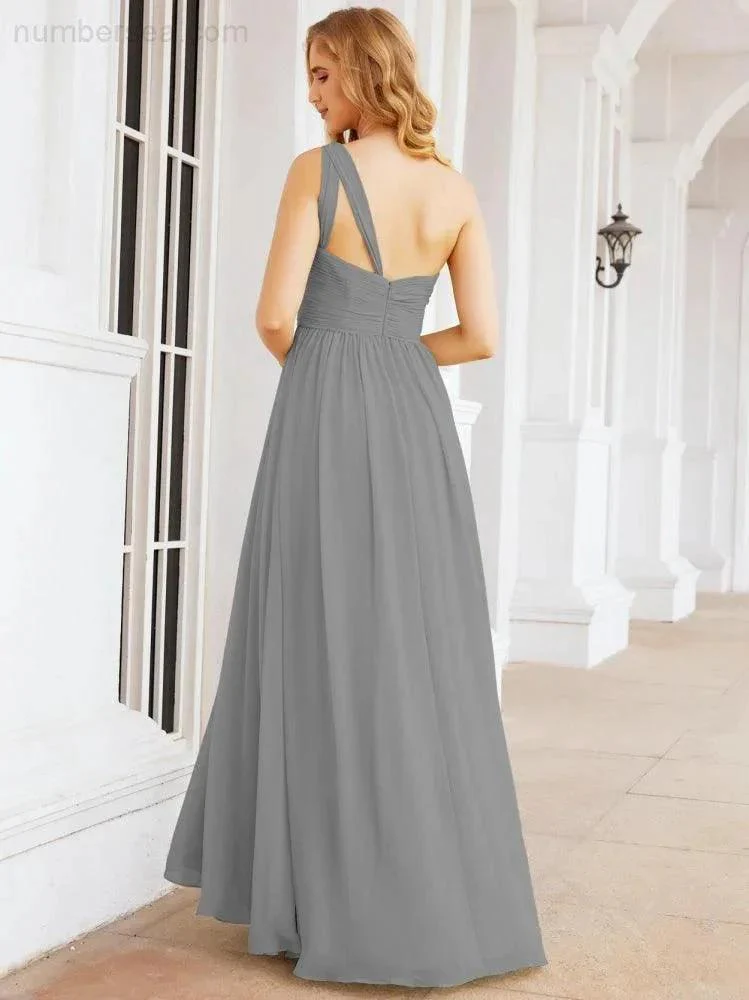 Numbersea One Shoulder Bridesmaid Dresses Long Maxi Formal Evening Party Prom Gowns 28061 - Image 59