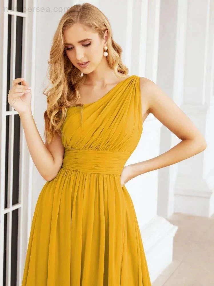 Numbersea One Shoulder Bridesmaid Dresses Long Maxi Formal Evening Party Prom Gowns 28061 - Image 6