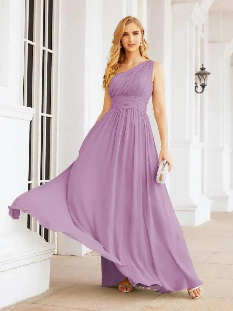 Numbersea One Shoulder Bridesmaid Dresses Long Maxi Formal Evening Party Prom Gowns 28061 - Image 61