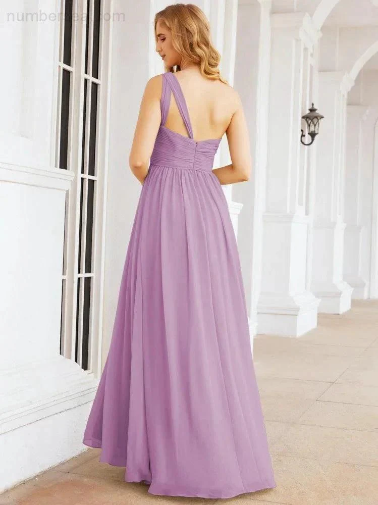 Numbersea One Shoulder Bridesmaid Dresses Long Maxi Formal Evening Party Prom Gowns 28061 - Image 62