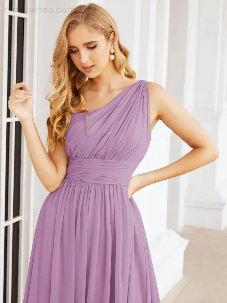 Numbersea One Shoulder Bridesmaid Dresses Long Maxi Formal Evening Party Prom Gowns 28061 - Image 63