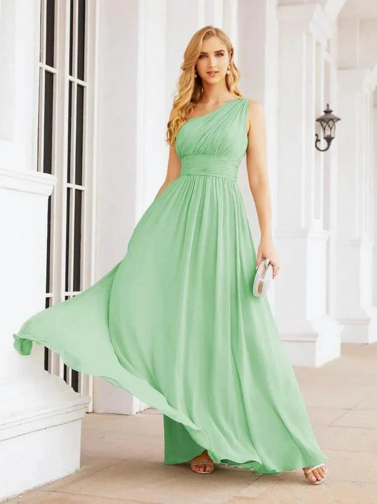 Numbersea One Shoulder Bridesmaid Dresses Long Maxi Formal Evening Party Prom Gowns 28061 - Image 64