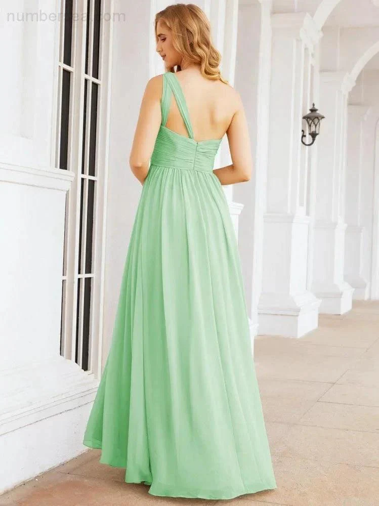 Numbersea One Shoulder Bridesmaid Dresses Long Maxi Formal Evening Party Prom Gowns 28061 - Image 65