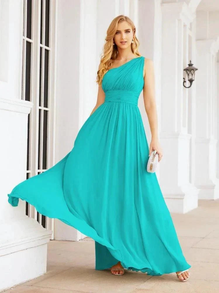 Numbersea One Shoulder Bridesmaid Dresses Long Maxi Formal Evening Party Prom Gowns 28061 - Image 67