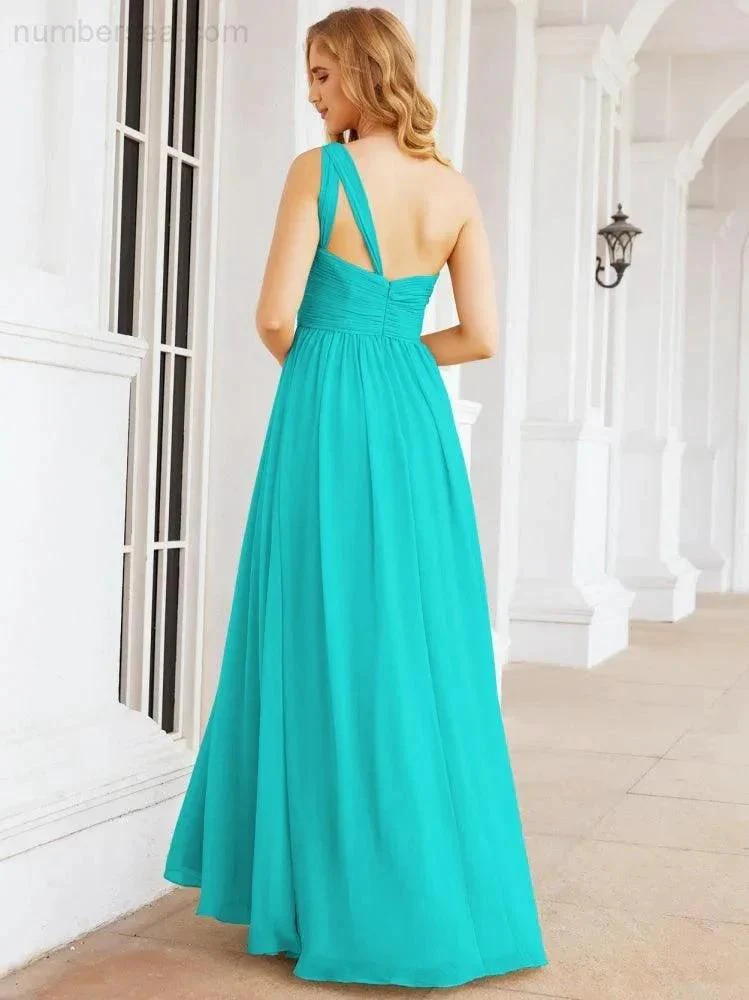 Numbersea One Shoulder Bridesmaid Dresses Long Maxi Formal Evening Party Prom Gowns 28061 - Image 68
