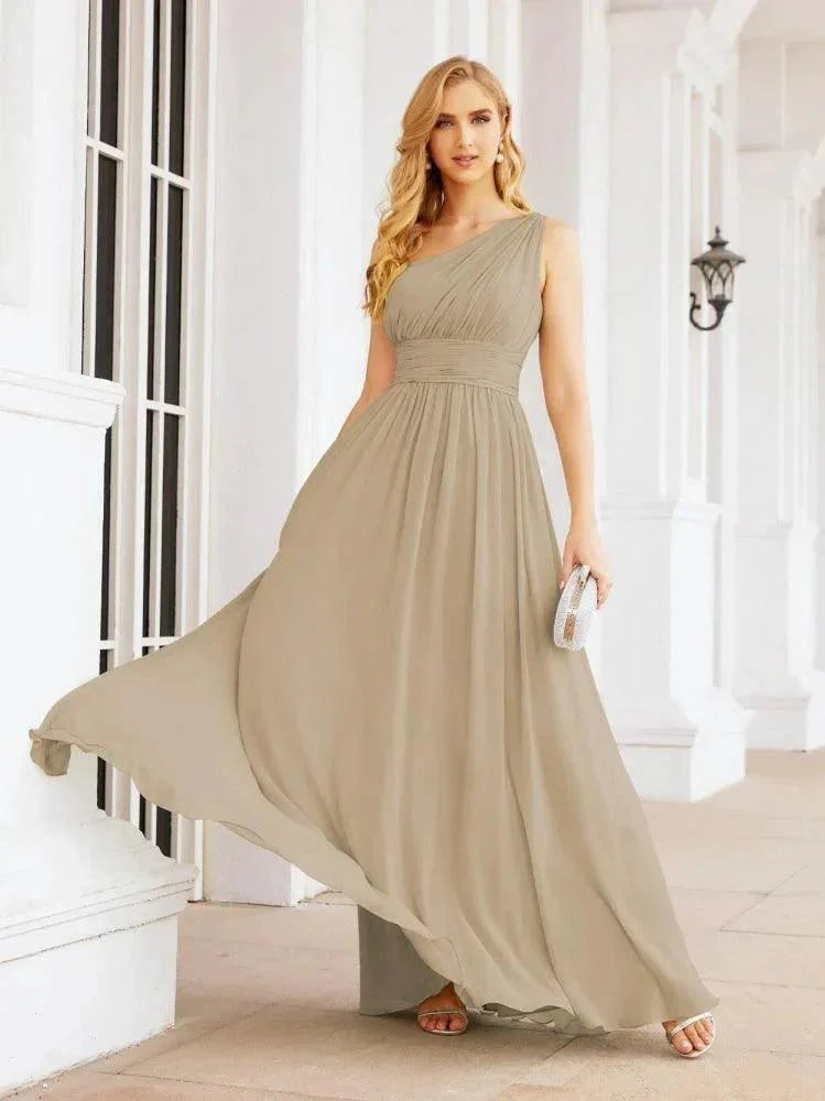 Numbersea One Shoulder Bridesmaid Dresses Long Maxi Formal Evening Party Prom Gowns 28061 - Image 70