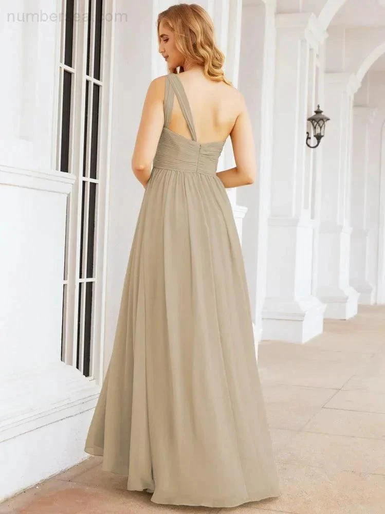 Numbersea One Shoulder Bridesmaid Dresses Long Maxi Formal Evening Party Prom Gowns 28061 - Image 71