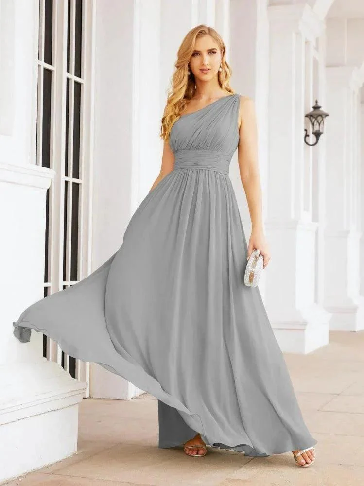 Numbersea One Shoulder Bridesmaid Dresses Long Maxi Formal Evening Party Prom Gowns 28061 - Image 73