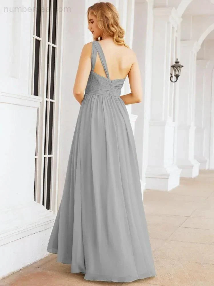 Numbersea One Shoulder Bridesmaid Dresses Long Maxi Formal Evening Party Prom Gowns 28061 - Image 74