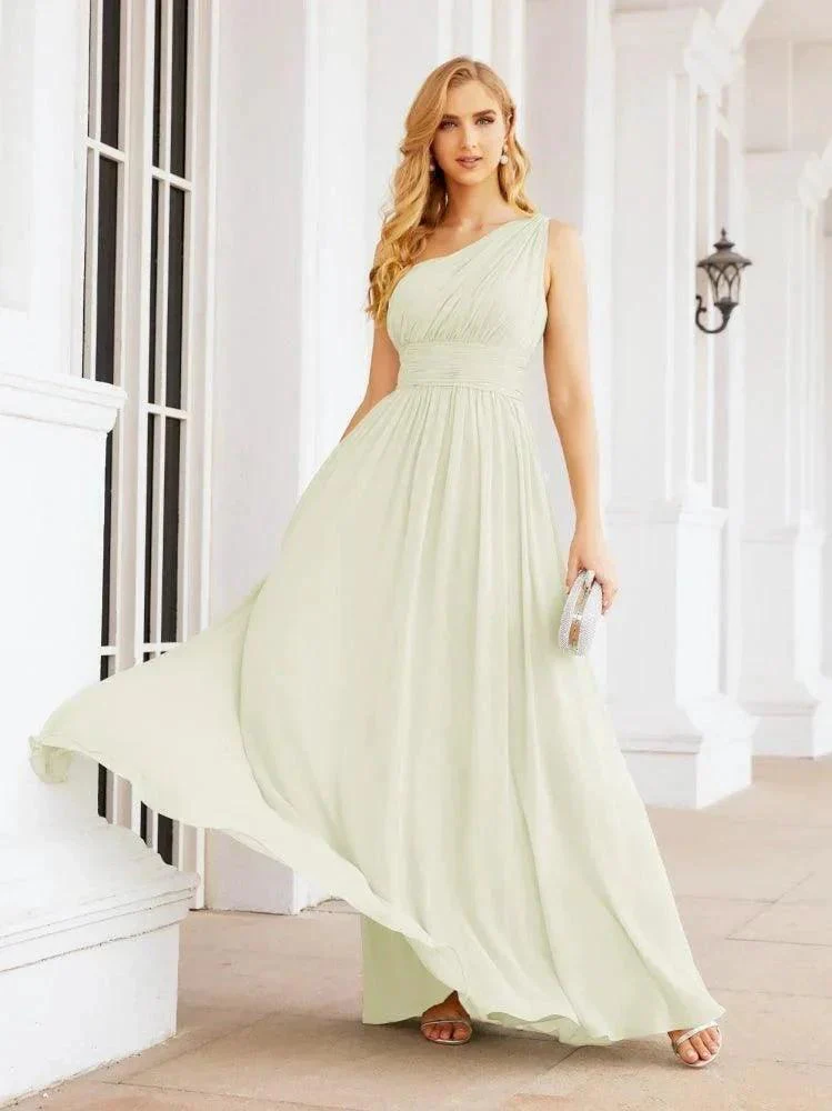 Numbersea One Shoulder Bridesmaid Dresses Long Maxi Formal Evening Party Prom Gowns 28061 - Image 76