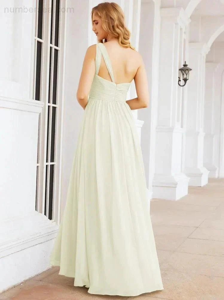 Numbersea One Shoulder Bridesmaid Dresses Long Maxi Formal Evening Party Prom Gowns 28061 - Image 77