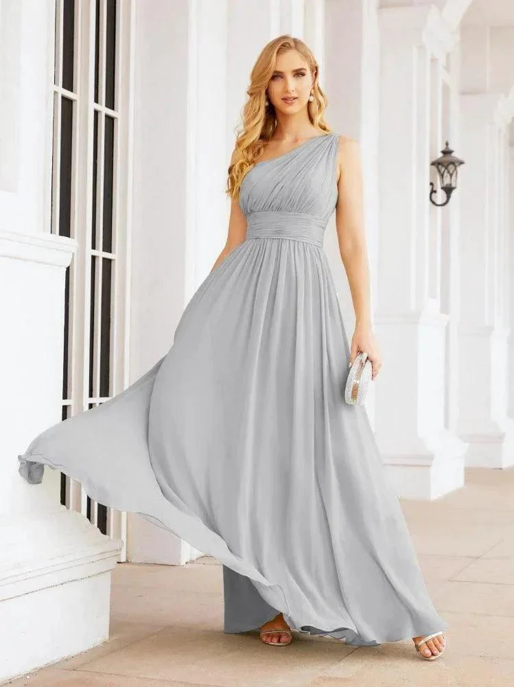 Numbersea One Shoulder Bridesmaid Dresses Long Maxi Formal Evening Party Prom Gowns 28061 - Image 79