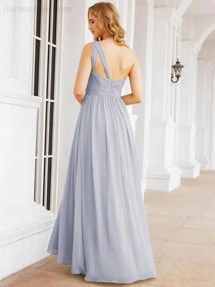 Numbersea One Shoulder Bridesmaid Dresses Long Maxi Formal Evening Party Prom Gowns 28061 - Image 8