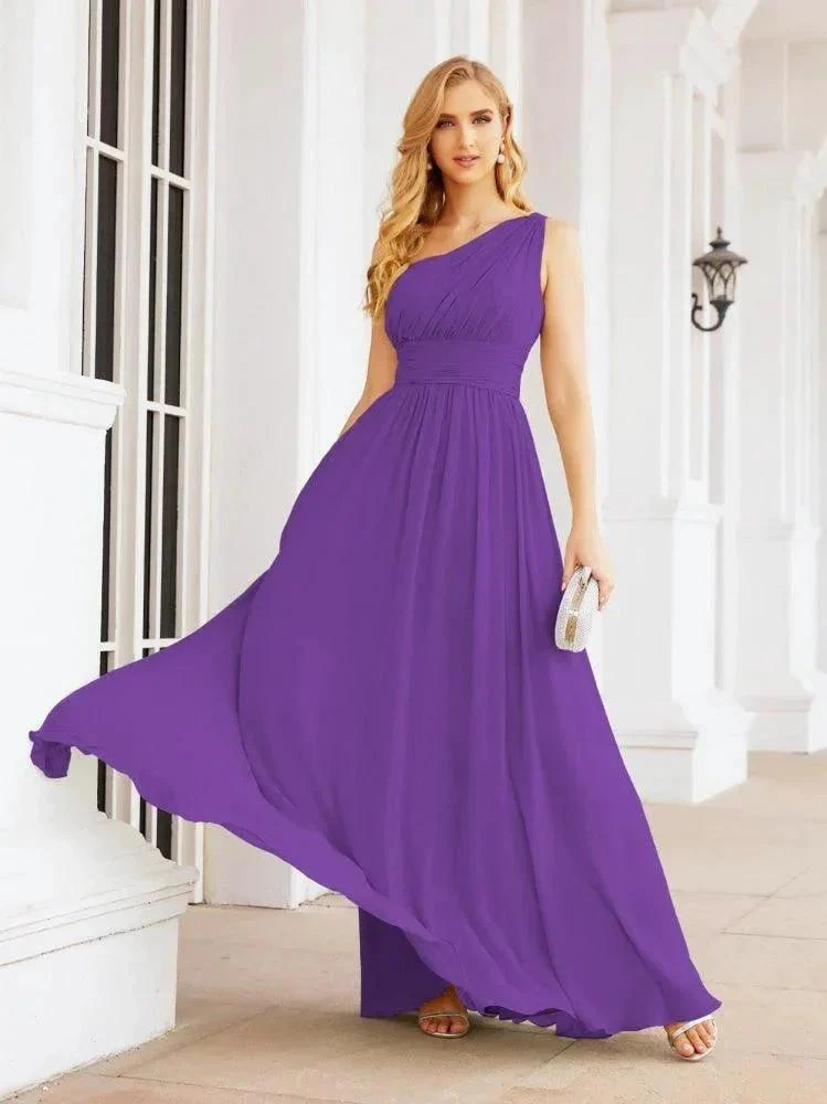 Numbersea One Shoulder Bridesmaid Dresses Long Maxi Formal Evening Party Prom Gowns 28061 - Image 82