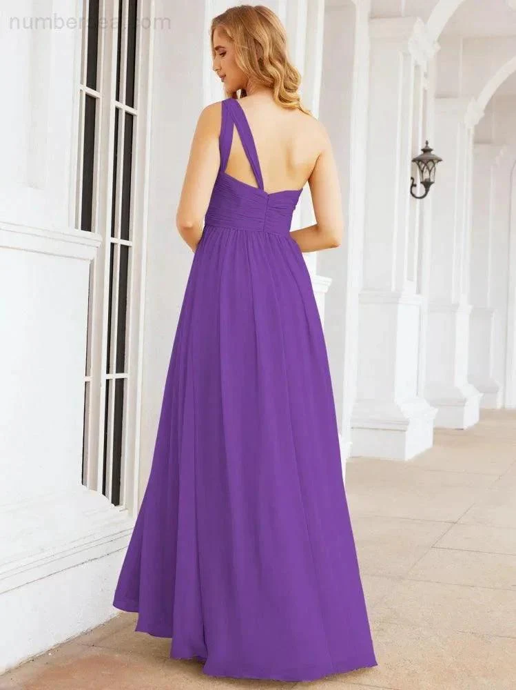 Numbersea One Shoulder Bridesmaid Dresses Long Maxi Formal Evening Party Prom Gowns 28061 - Image 83