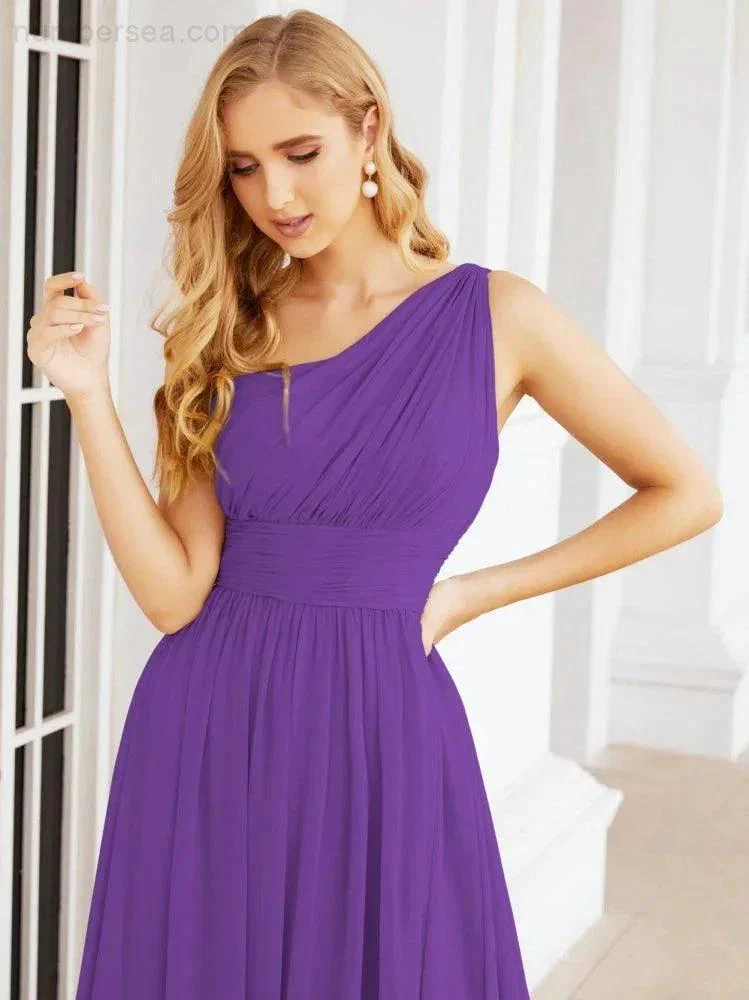 Numbersea One Shoulder Bridesmaid Dresses Long Maxi Formal Evening Party Prom Gowns 28061 - Image 84