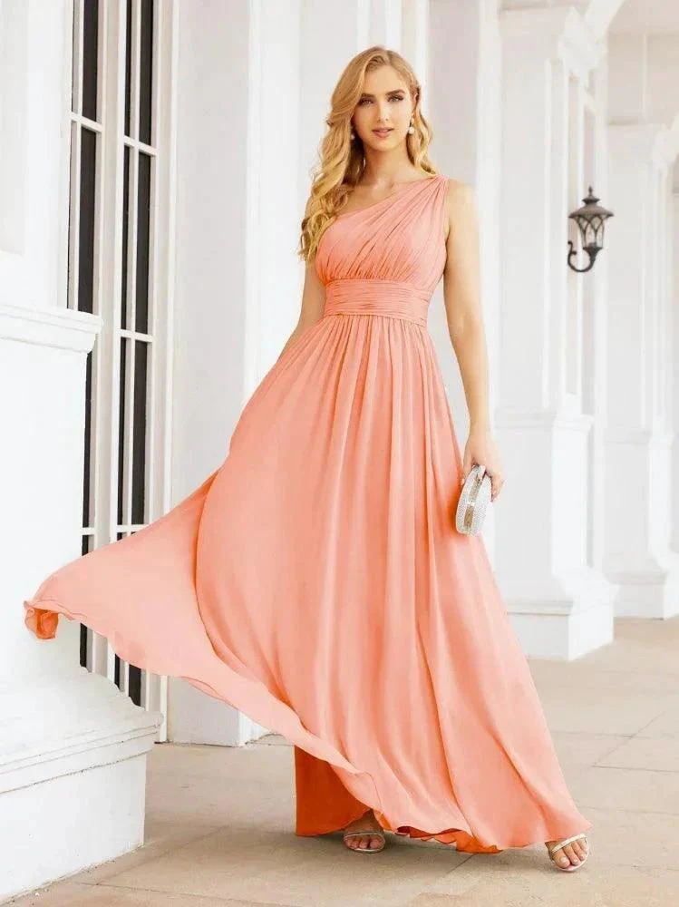 Numbersea One Shoulder Bridesmaid Dresses Long Maxi Formal Evening Party Prom Gowns 28061 - Image 85