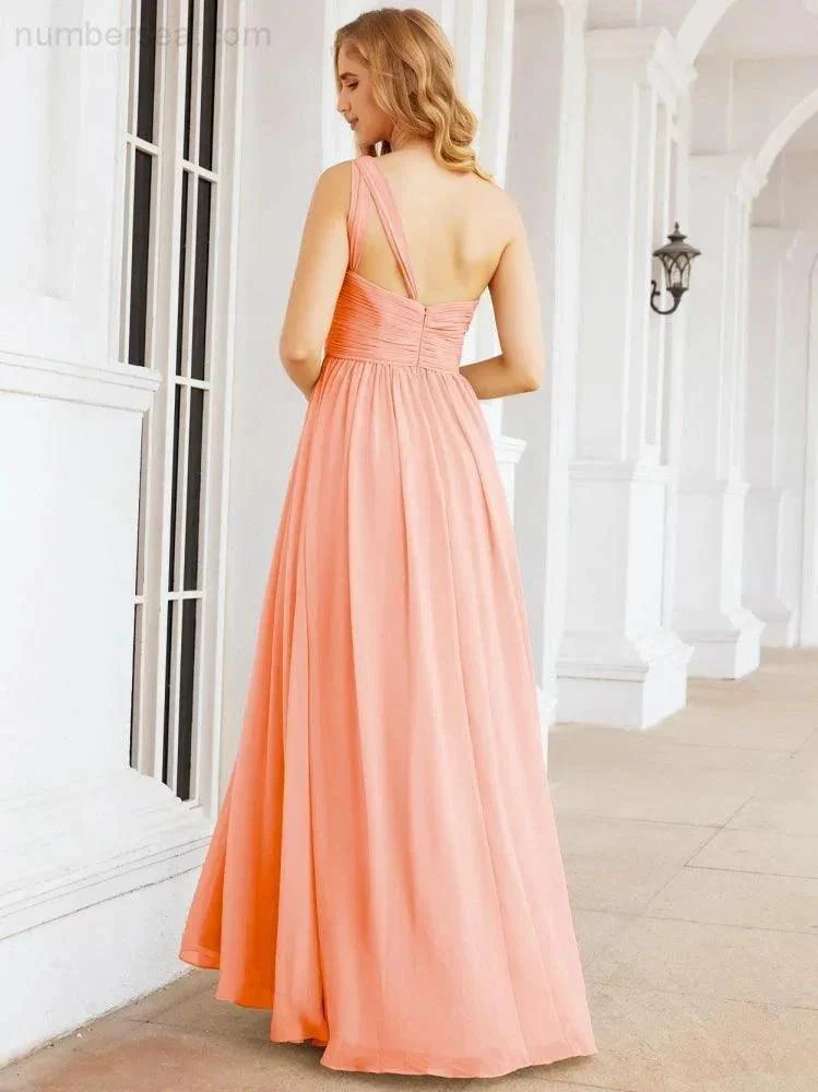 Numbersea One Shoulder Bridesmaid Dresses Long Maxi Formal Evening Party Prom Gowns 28061 - Image 86