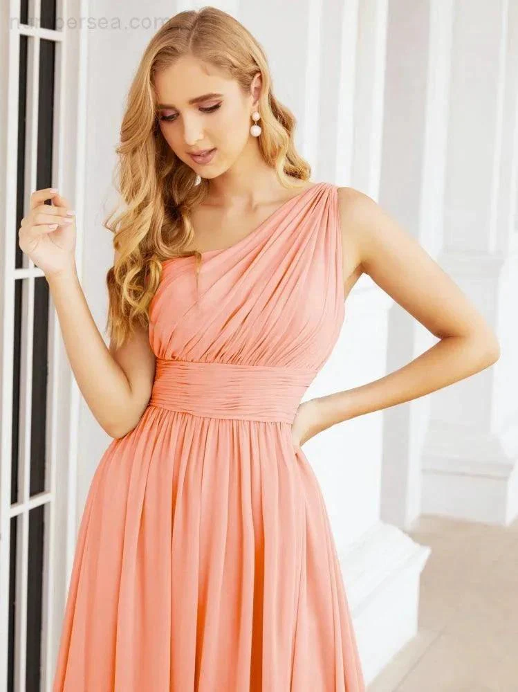 Numbersea One Shoulder Bridesmaid Dresses Long Maxi Formal Evening Party Prom Gowns 28061 - Image 87